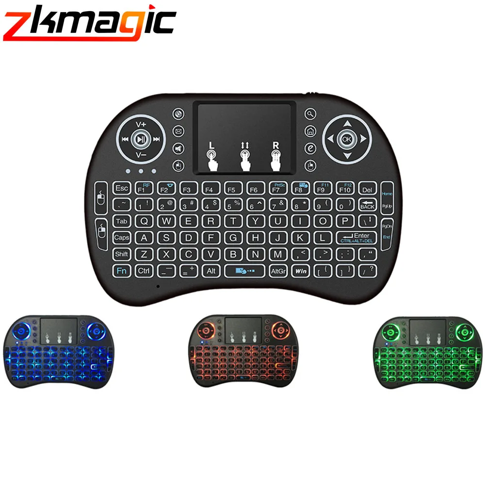 Smart tv I8 Mini 2.4G Wireless Keyboard with Touchpad 3 Color Backlit Air Mouse Russian Languages Android TV Computer Notebook|Remote Controls| - AliExpress