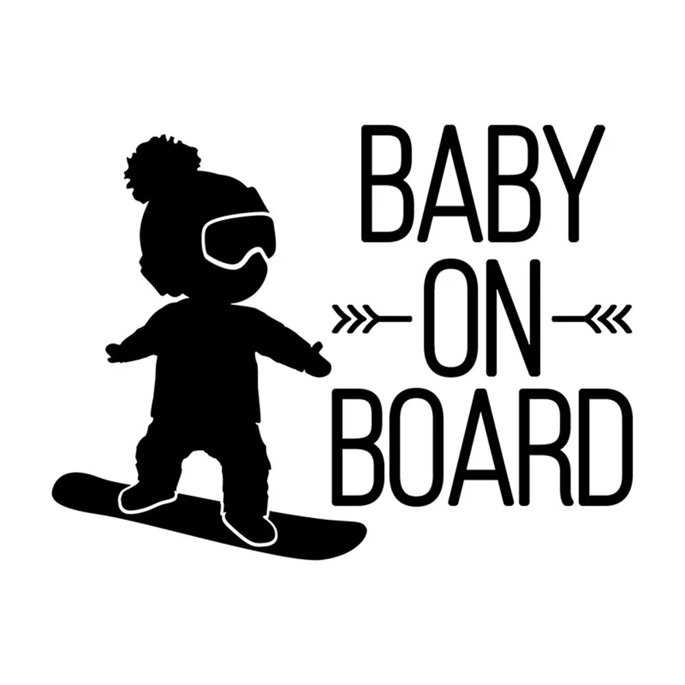 

16*12cm White Black Baby on board Car Decal,BOY on snowboard KK vinyl Car Stickers Cool Car Window Decor Hot Selling