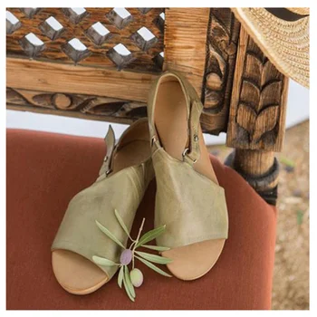 

Rome Shallow Rome Flat Sandals Ankle Wrap Cover Heel Beach Shoes Rubber Solid Summer Sandale Femme 2121