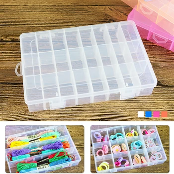 

24/36 Grid Transparent Storage Box For Diamond Painting Jewelry Box Nail Drill Plastic Rhinestone Bead Case Organizer