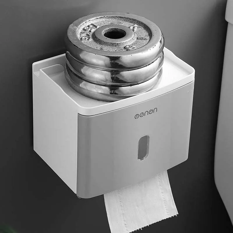 Toilet Paper Holder Waterproof Storage Box Wall Mounted