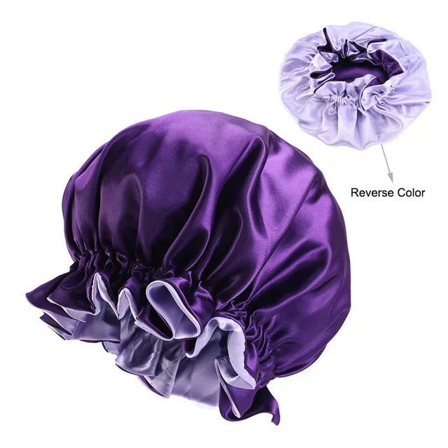 New Solid Women Satin Bonnet Fashion Stain Silky Big Bonnet for Lady Sleep Cap Headwrap Hat Hair Wrap Accessories Wholesale style1