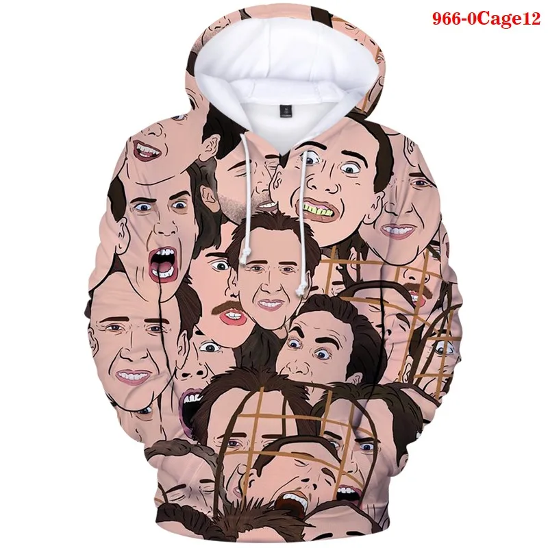 

3D Print Famous Actor Nicolas Cage Cage Hoodie Sweatshirt 3D Print Women Pullover Funny Space O-neck Hip Hop Tops Hoodies Men