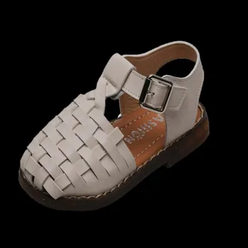 

2020 Summer Children Gladiator Sandals Girls Knitted Sandals Closed Toed Toddler Girl Sandals Size 21-30