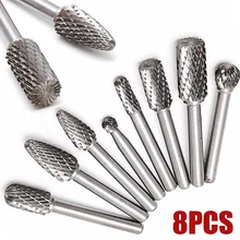 8pcs/set Drill Bit Set 6mm Tungsten Carbide Burr Bits Rotary Files Alloy CNC Engraving Set Power Tool for Carpentry One Grinding