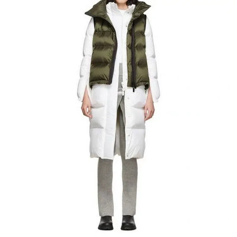 

Women's Down Jacket False Two Pieces Female Removable Hooded Thick Warm Patchwork Bread Down Coat Winter