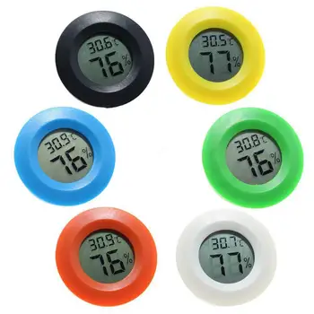 

Electronic Temperature Humidity Meter With Round Embedded Cigar Wine Cabinet Digital Pet Reptile Acrylic Tool