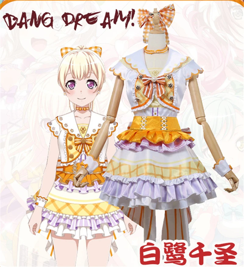 

Amine BanG Dream Next Generation Girl Band Shirasagi Chisato Stage Dress Cosplay Costume Lalita Lovely Christmas Uniform H