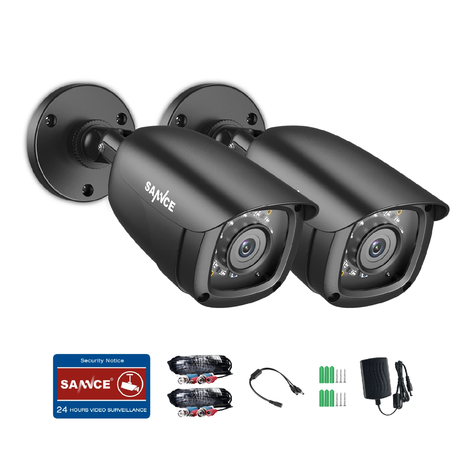 SANNCE 2 шт HD 1080P HD 2.0MP Высокое разрешение CCTV камеры безопасности H.264 водонепроницаемые домашние/Наружные камеры наблюдения