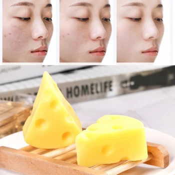

4PC Sea Salt Cheese Soap 100g Removal Pimple Pores Acne Mite Treatment Cleaner Moisturizing Face Body Wash Soap Base Skin Care