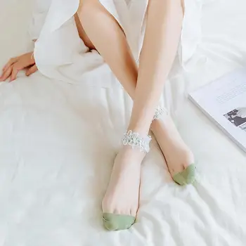 

Summer Lace Elastic Sheer Thin Socks Women's Ankle For Women Socks Invisible Non-slip Socks Transparent V7P5