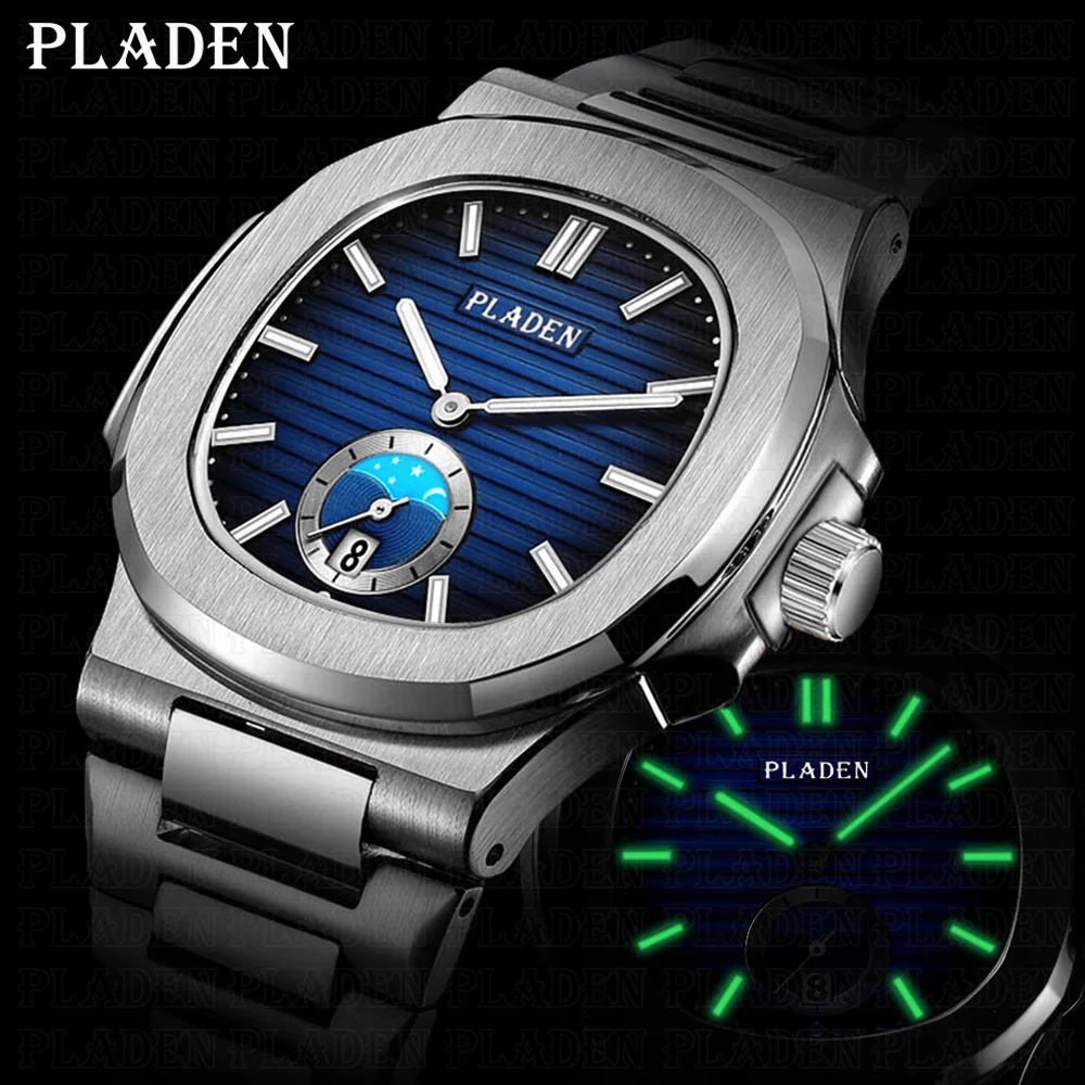 Mens Watches PLADEN VK63 Business-Japan Automatic-Date Luxury Brand Masculino Relogio