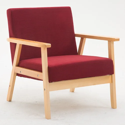 Simple modern leisure solid wood sofa single bedroom small household living room chair in northern Europe - Color: 9