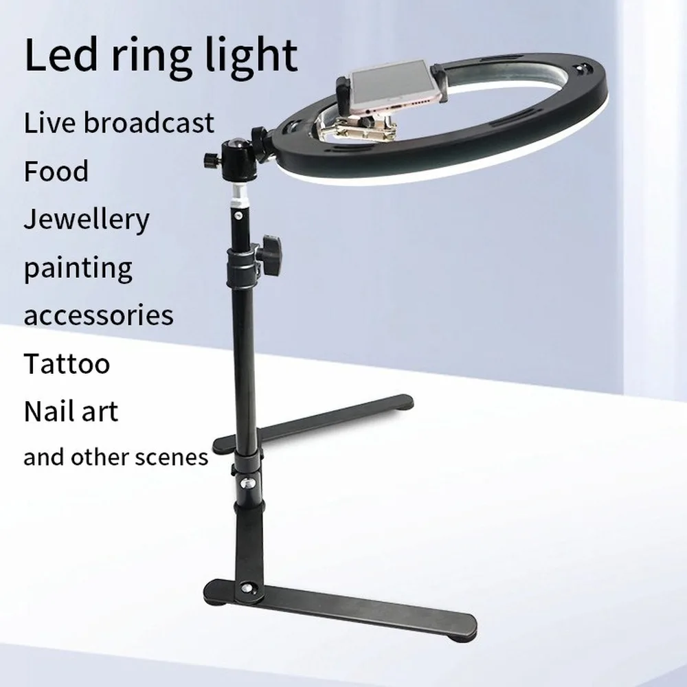 

Desktop Overhead Light Fill Light Tripod Desktop Mobile Phone Holder for Live Stream Youtube Makeup Video Selfie Ring Light