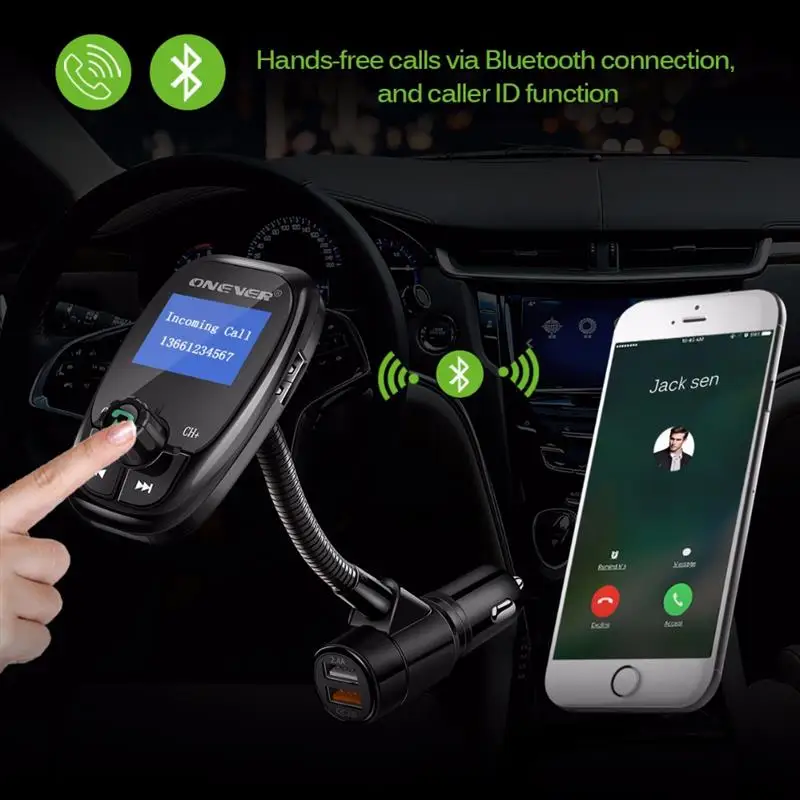 Bluetooth fm-передатчик MP3-плеер модулятор с QC3.0 автомобильное зарядное устройство Быстрая зарядка Hands-Free 3,5 мм Aux воспроизведение музыки макс 32 Гб