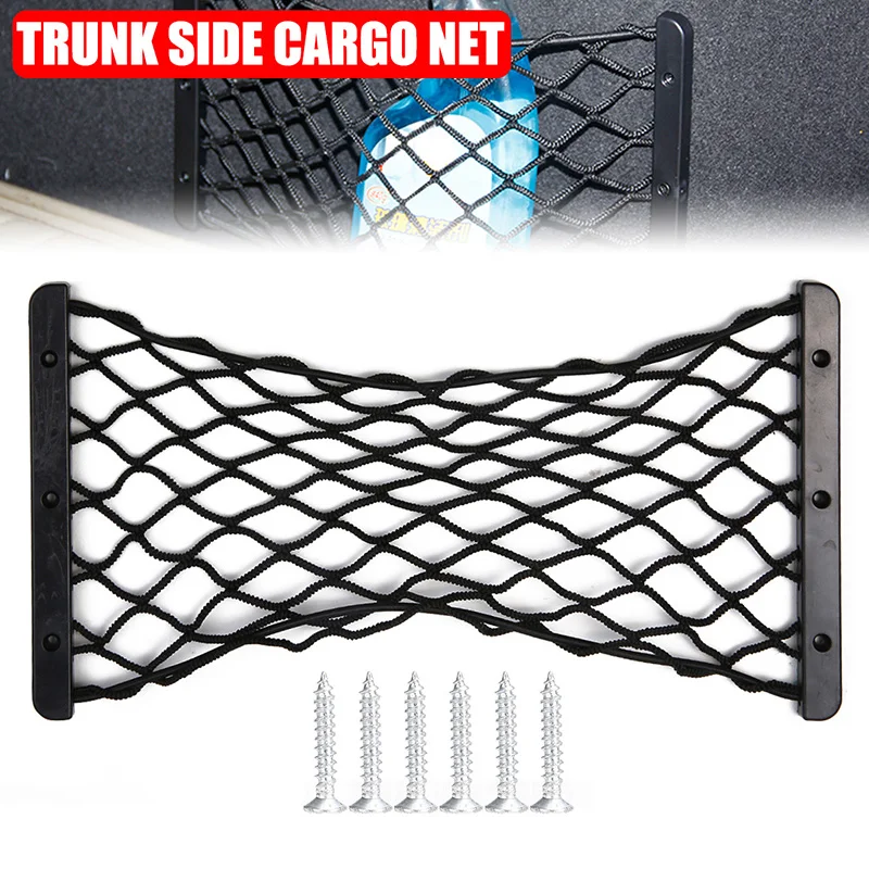 1pc Auto Rear Trunk Storage Net Mesh Bag Car Trunk Organizer Cargo Nets Holder Pocket For Side Of Boot Area Fire Extinguisher