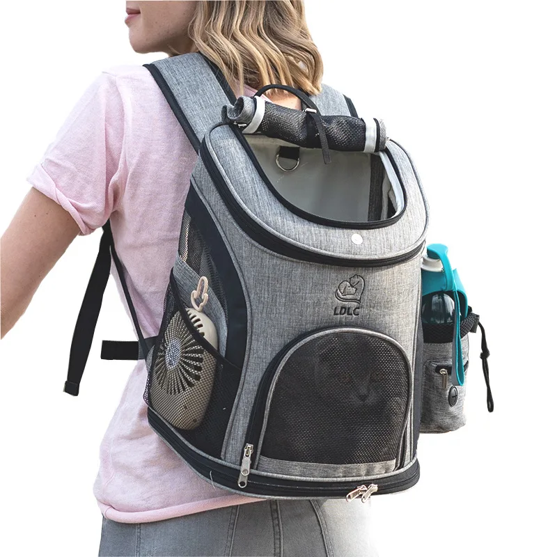 Переноска для кошек, дышащий складной рюкзак с отверстиями для кошек и маленьких собак, Сумка с двойной дверью