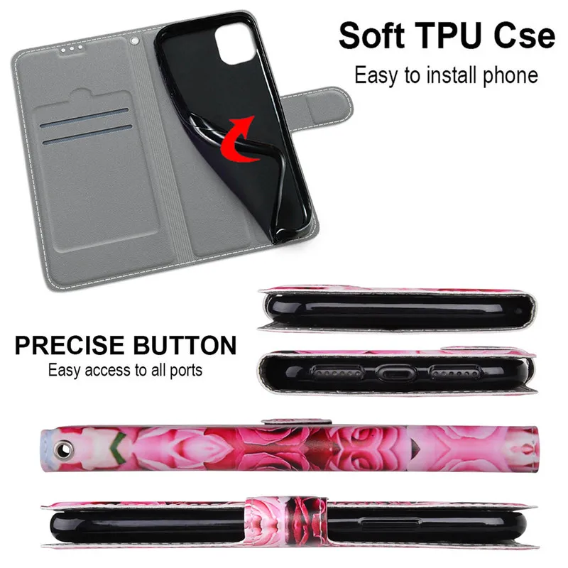 For Redmi 9A Painted Leather Flip Phone Case For Xiaomi Redmi 9A M2006C3LG M2006C3LI Wallet Card Holder Stand Book Cover Cases