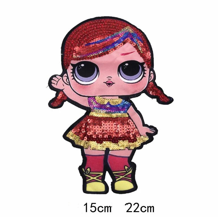 Мультфильм кукла блесток милый пришить DIY толстовка одежда патчи наклейки Высокое качество детская популярная куртка удивленная девочка игрушка - Цвет: CX-31