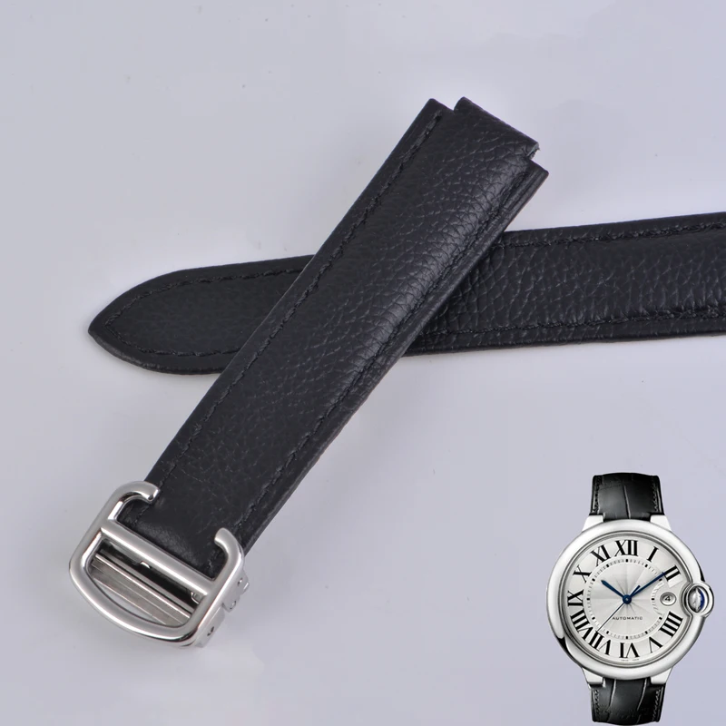 Watch strap Soft genuine leather High quality suitable for Cartier tank solo London Sandoz Watch strap Durable all steel buckle