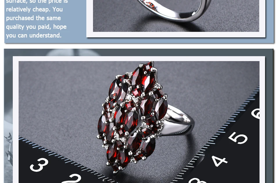 Hutang 5.12ct Гранат 925 Серебряное кольцо для женщин настоящий красный драгоценный камень Стерлинговое Серебро новые Кластерные кольца Изысканные элегантные ювелирные изделия для подарка