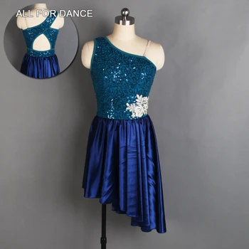 

Sequin Lace and Spandex Leotard Bodice with Blue Satin Skirt For Girls&Women Lyrical&Contemporary Dance Ballet Dress