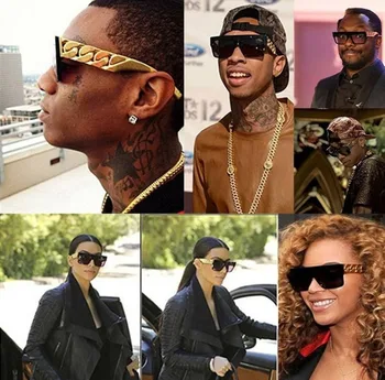 

Brand Designer Metal Legs Gold Chain Twisted Sun Glasses Female Oversized Big Frame Women/Men Vintage Sunglasses Dropshipping