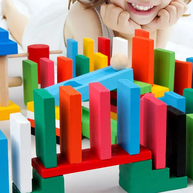 120Pcs/Set Colorful Dominoes Wooden Blocks Children Early Educational Play Toy Domino Block 2