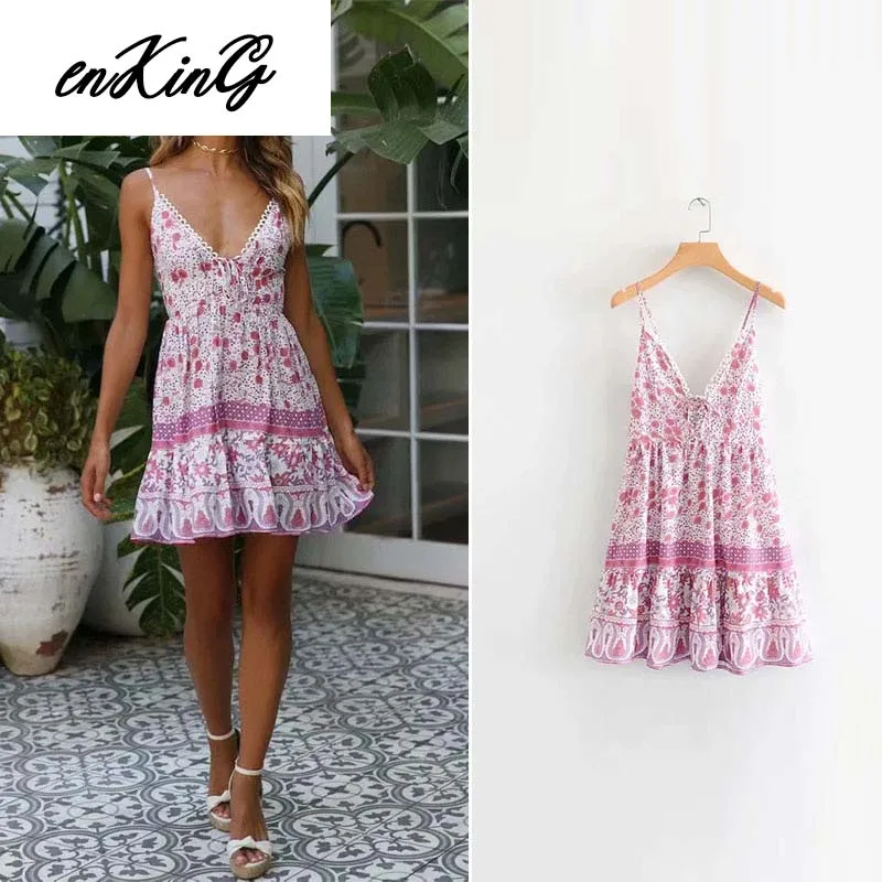 

2019 summer spring dress women vestidos england style sleeveless pink v neck short mini drees vestidos de fiesta party dress