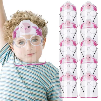 

10pc Transparent Face Cover For Childs Fog-proof Adjustable Breathable Protective Face Mask With Glasses Full Face Masque Z0729