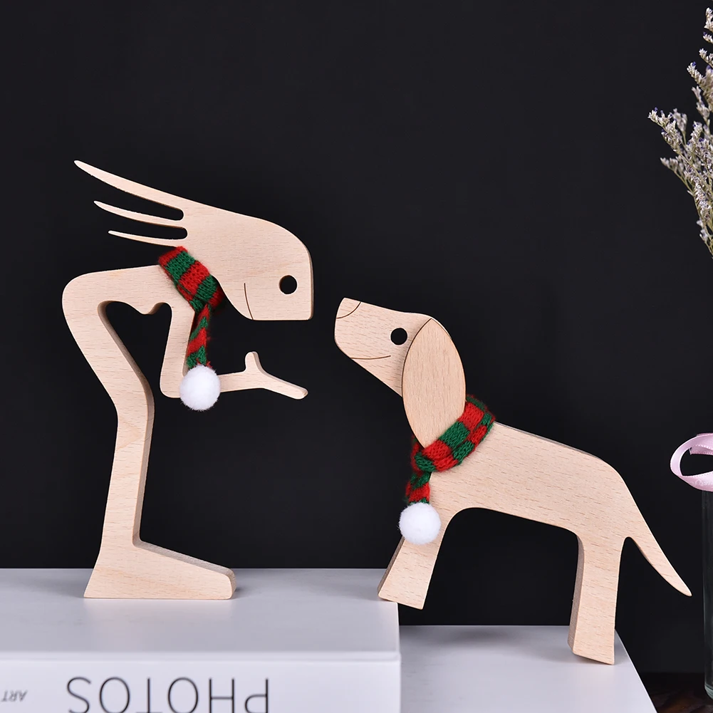 Pet Decorations Craft Wooden Dog Cat Doll Ornaments Carved Model Home Office Ornaments Creative Love Pets Dropshipping