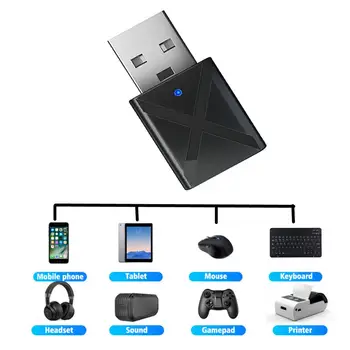

KN320 USB Bluetooth 5.0 Transmitter Receiver 2-in-1 Car TV Computer Wireless Audio Adapter for TV Car PC Headphone Pair 2