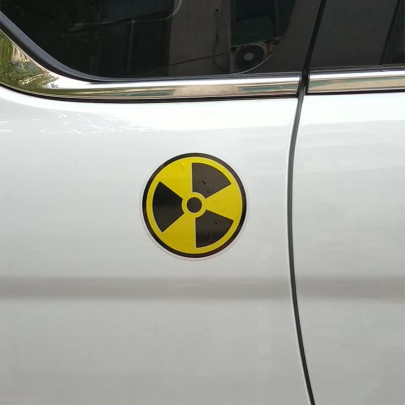 

2X Car Styling RADIATION SYMBOL Personality Reflective Car Sticker Cover Scratches Waterproof Window Windshield Accessories