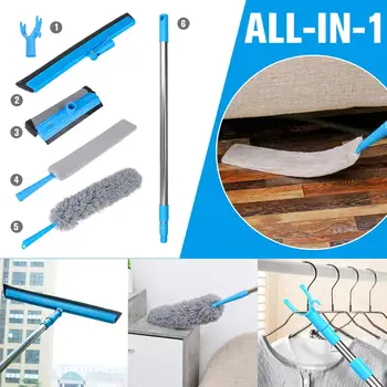 

4 In 1 Dust Brush Long Handle Mop Kitchen Home Furniture Dust Cleaning Brush Household Cleaning Set Sweeping Dusty Brush Set