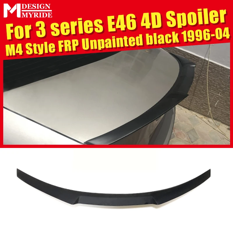 Для BMW E46 sedan спойлер High Kick AEM4 Style FRP Неокрашенный Грунтовка черные крылья 3-Series 320i 325i