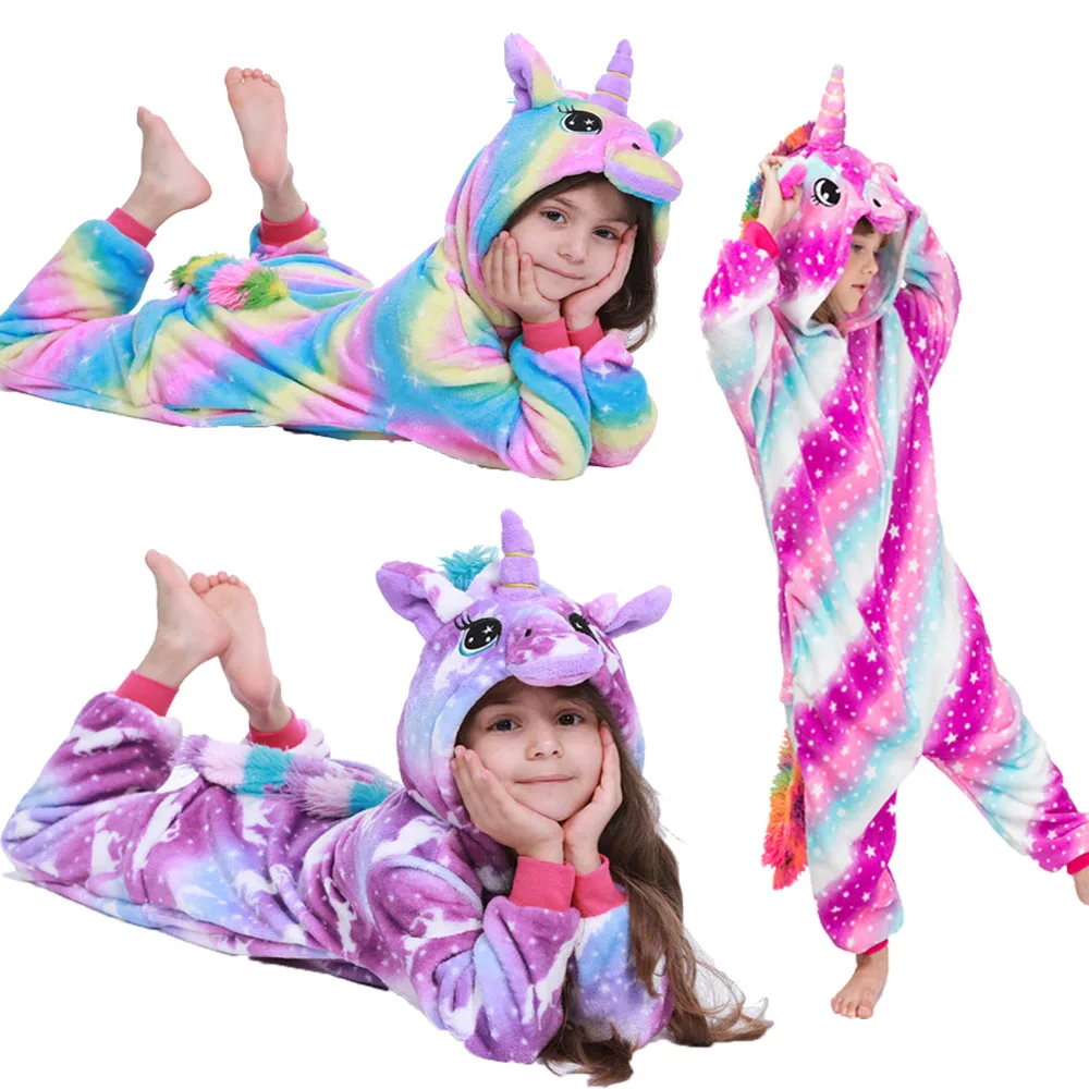Kids Children Pajamas Kigurumi Unisex Cosplay Animal Costume Unicorn 