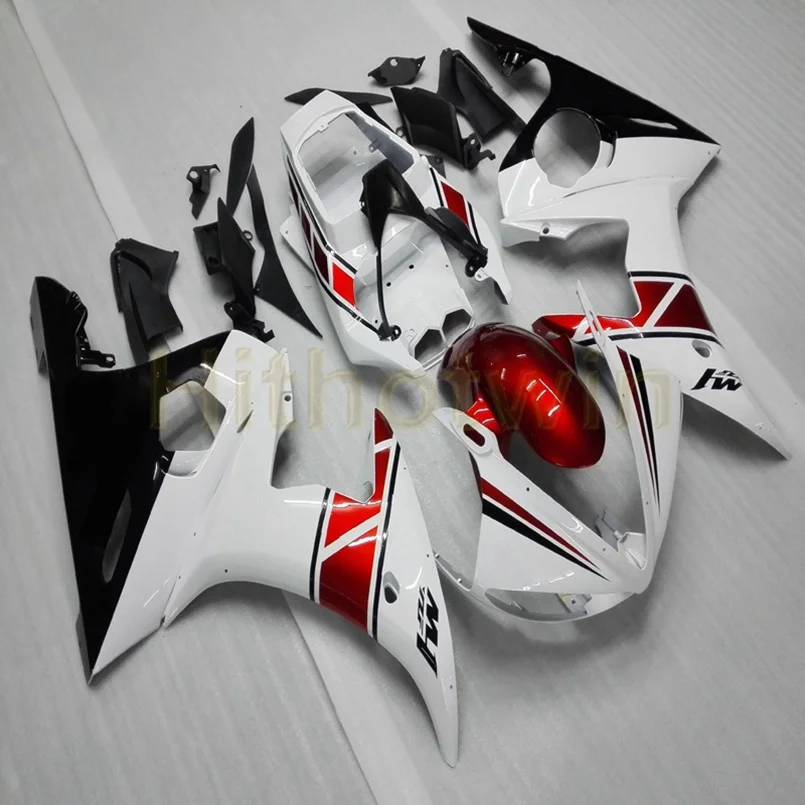 Капот мотоцикла на заказ для YZF-R6 2003-2005 2004 моторные Обтекатели литьевой формы красный белый - Цвет: A