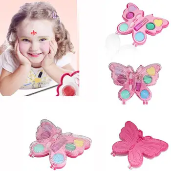 

Butterfly Pretend Play Kid Makeup Toys Pink Makeup Set Princess Hairdressing Simulation Plastic Toy For Girls Dressing Cosmetic