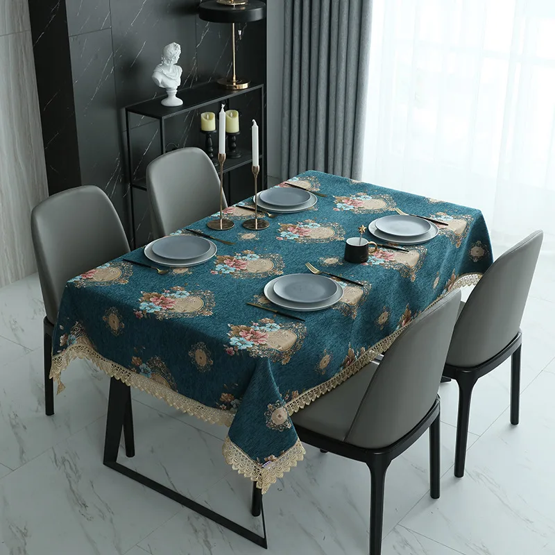 

2Pcs Polyester Rectangular Tablecloth For Table Flowers Table Cloths For Home And Kitchen Woven Wedding Decoration Lace Manteles