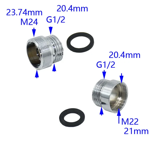 Ezüst Hím 1/2 - M22 Női Csaptelepcsatlakozó Sárgaréz M24 Férfi Csaptelepcsalád -Csatlakozó Rézszerelvények 1Pcs - Image 3