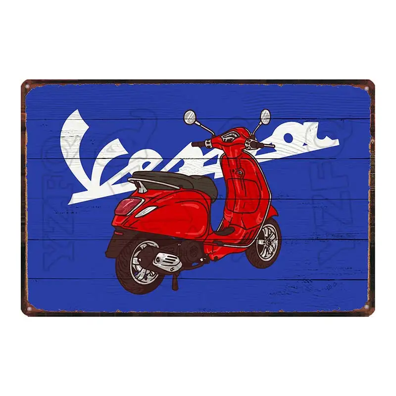 Vespa классический скутер мотоцикл оловянный гаражный знак металлические тарелки настенный паб домашний арт мотор декор железный плакат DU-5874A - Цвет: DU-5897