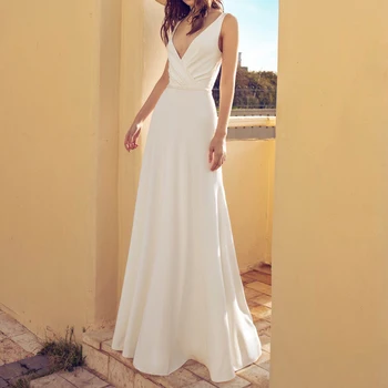 

New fairy s slim and long white fairy chic gentle V neck open back show thin suspender big swing