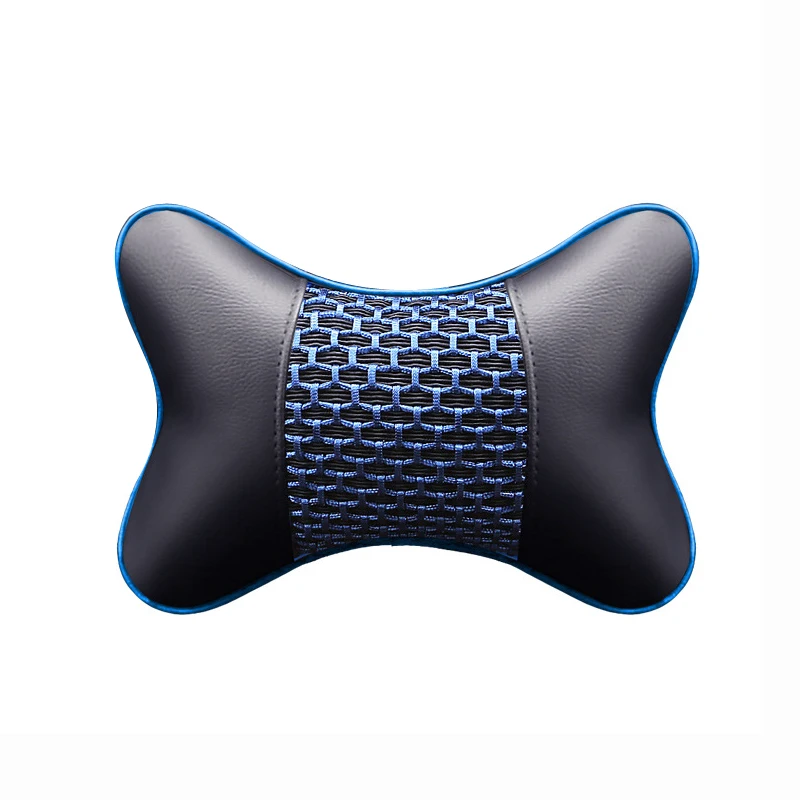 IKSNAIL подушка для автомобиля из искусственной кожи, защита шеи, подголовник автомобиля, удобные автомобильные принадлежности, безопасные дышащие подушки для шеи - Цвет: Black and Blue(1pcs)