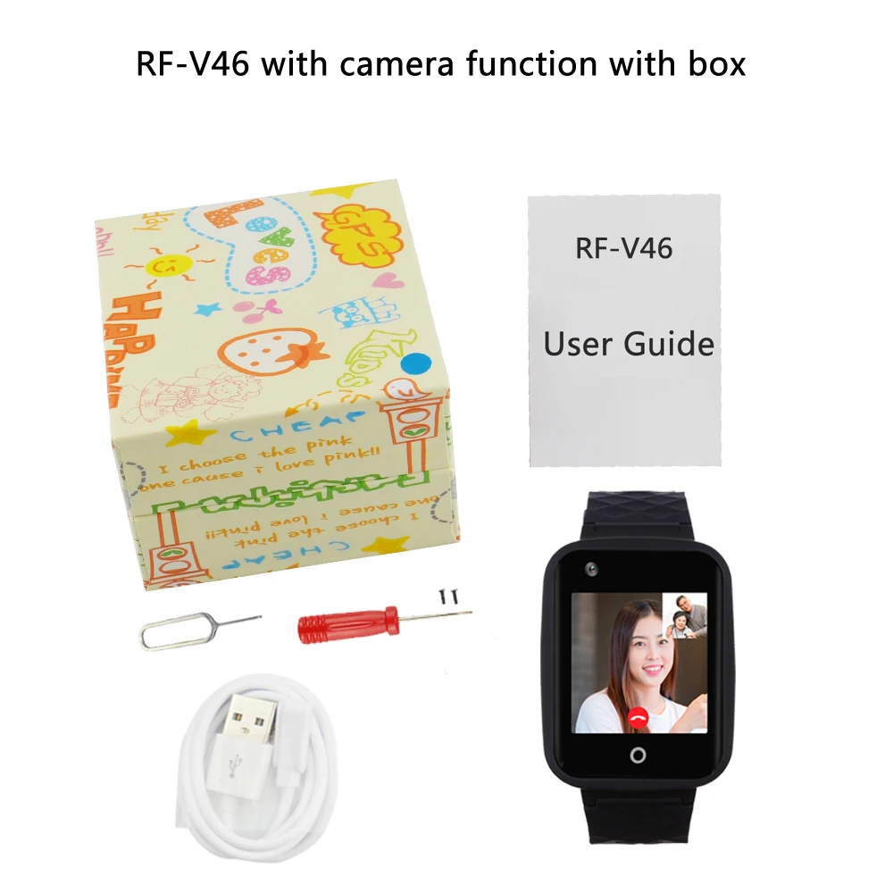 RF-V46 4G LTE Smart Kids GPS Watch SOS Smartwatch Gps Tracker Watch Kids Gps Watch Phone Bracelet Wristband Digital Watch Gps - Цвет: with camera with box