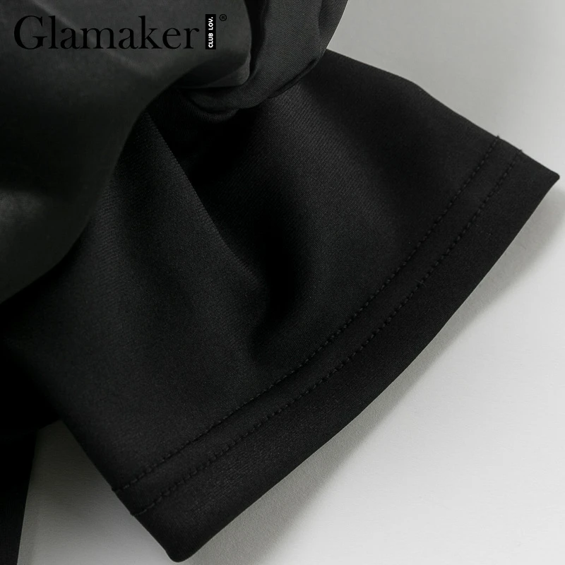 Glamaker сексуальное короткое платье с открытыми плечами оборками женское черное