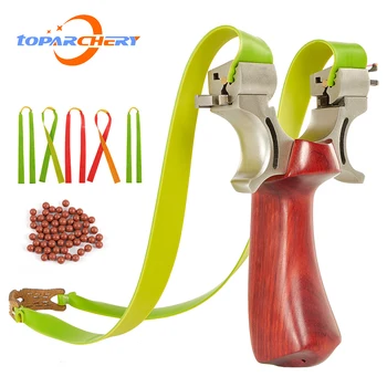 

Toparchery wooden slingshot for shooting Professional Catapult for Adult with 100pcs Copper Ammo with 5pcs Slingshot Flat bands