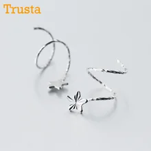 Trusta 925 пробы серебряные женские маленькие звезды сердце ухо кости уха пряжки кольцо плотно Упакованные мини Двойные Кольца Серьги DS427