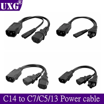 

IEC320 C14 C8 to 2X C7 C5 C13 Y Split AC Power Cord, IEC Figure 8 Male to 2 Female 1 in 2 Out AC Power Cable 30cm Black