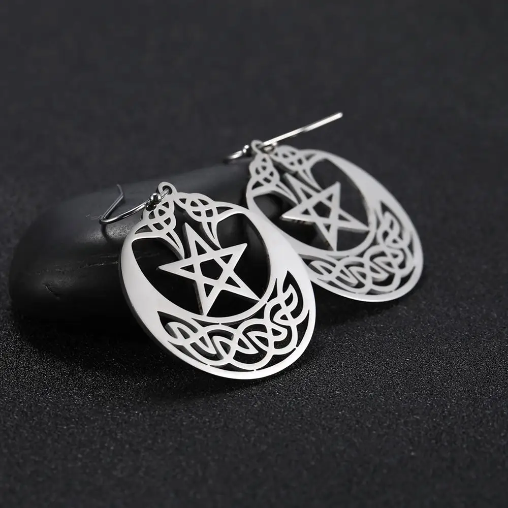 

My Shape 316L Stainless Steel Gothic Big Earring Hoop Irish Knot Amulet Wedding Pentagram Dangle Ethnic Talisman Jewelry Gift