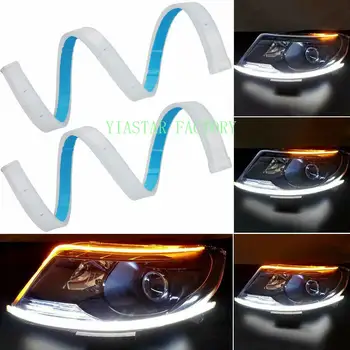 

2Pcs/Set Car Styling 30cm 45cm 60cm Flexible Car Led Running Lights Turn Signal Strip Headlight Assembly Auto Lamps
